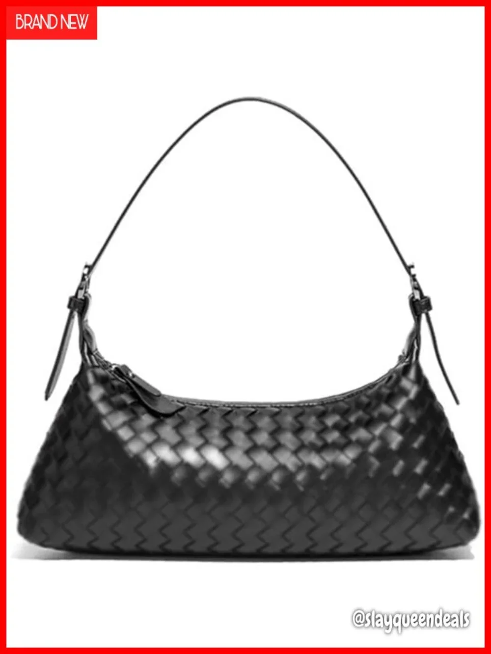 Woven Faux Leather Hobo Bag Crossbody Shoulder Purse with Adjustable Strap